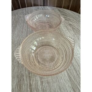 2 Vtg Anchor Hocking Pink Depression Coronation Bowls